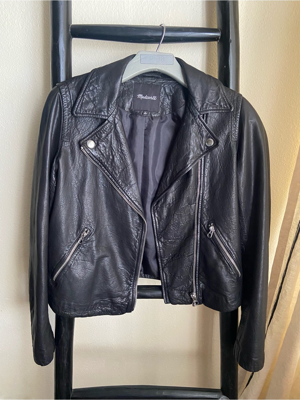 Madewell Black Leather Moto Jacket with Silver Hardware